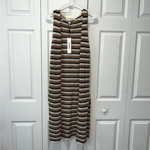 NEW Vigoss Womens Small Brown Black White Loose Knit crochet Cardigan Cotton